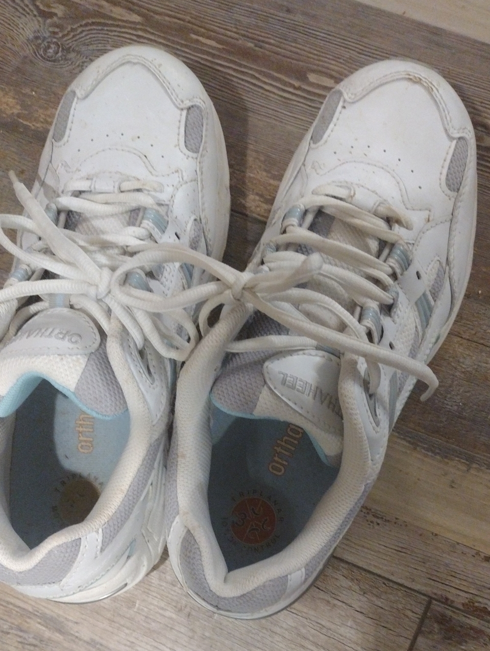 Womens White Orthoheel Sneakers with Grey Accents